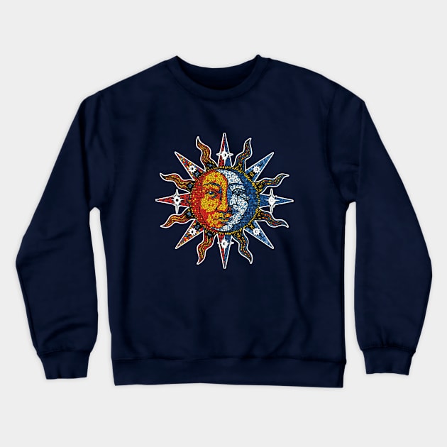 Celestial Mosaic Sun/Moon Crewneck Sweatshirt by sandersart